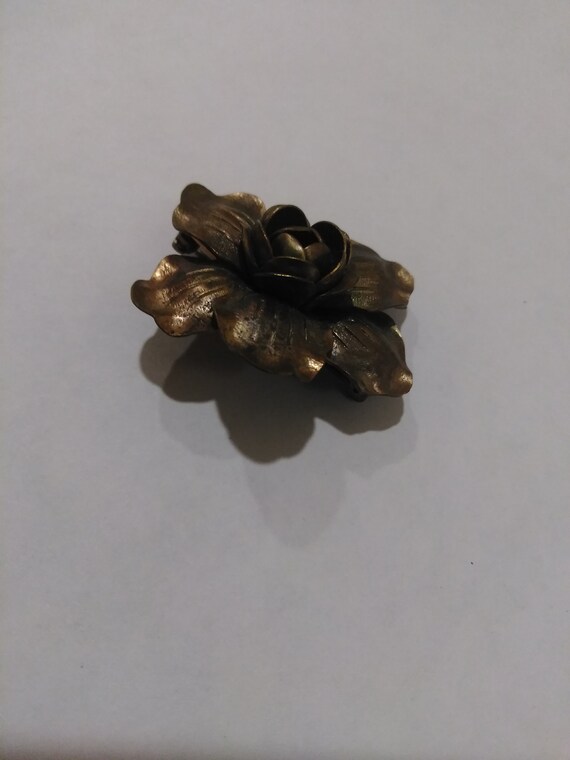 Bronze? Rose Flower Brooch, Larger Flower Bronze Colo… Gem