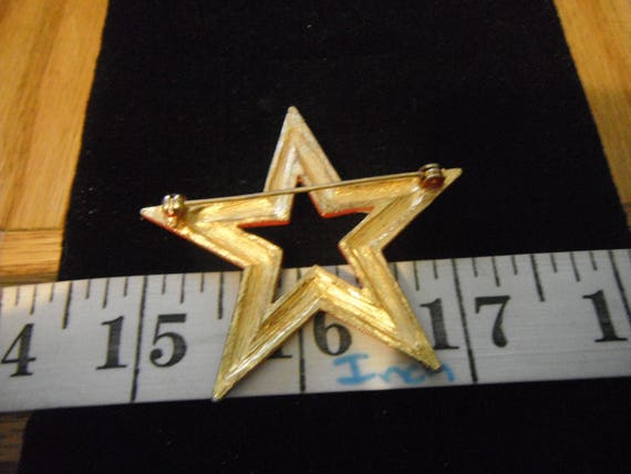 Mid Centery Red Enamaled Star Brooch,1950's-1960'… - image 3