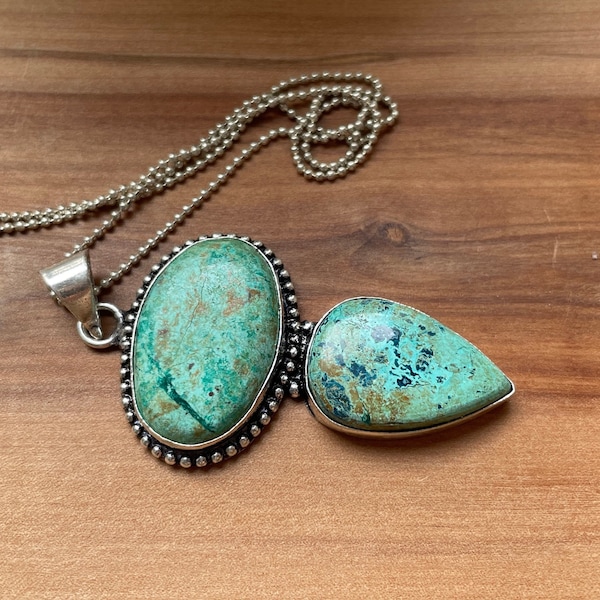 Pendentif en Chrysocolle et argent, "Harmonie"