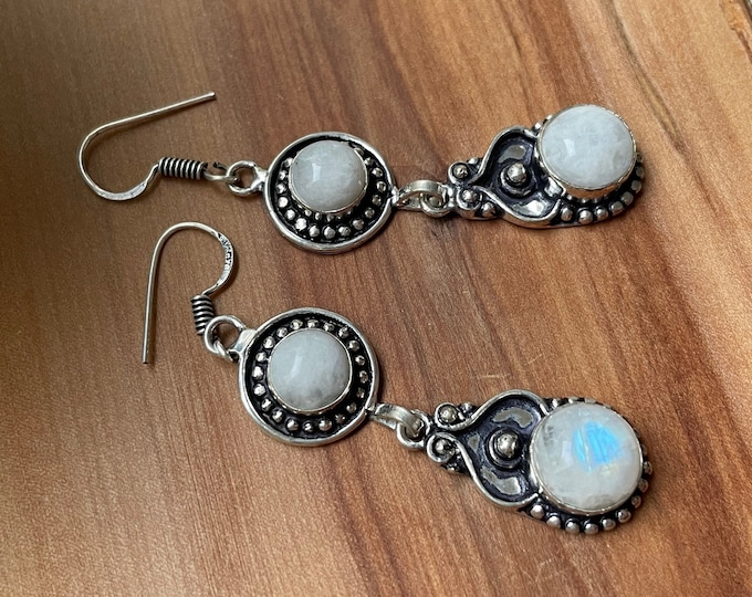 White Labradorite earrings in silver