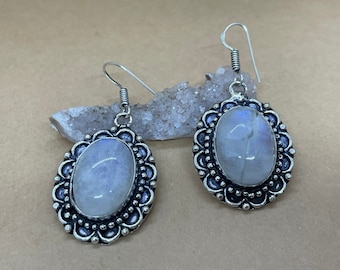 White Labradorite earrings in silver