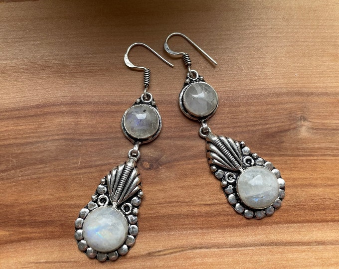 White Labradorite earrings in silver