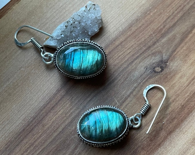 Labradorite earrings in silver