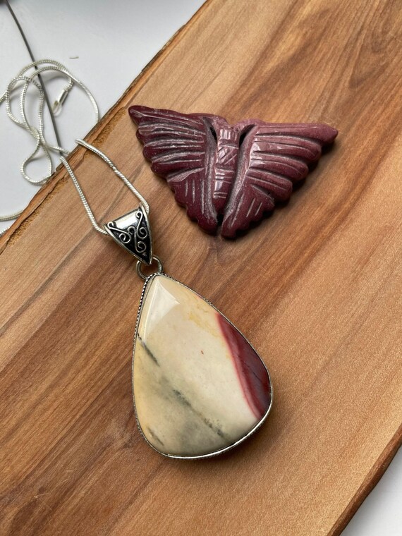 Collier Classique En Jaspe Mokaite, Pierres Naturelles Rondes Réglable - Fait Main
