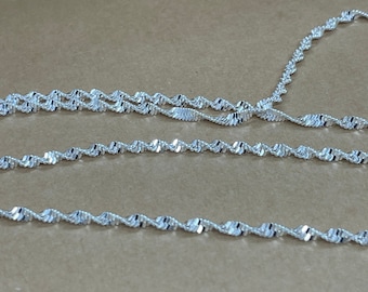 Silver sterling chain, twisted link