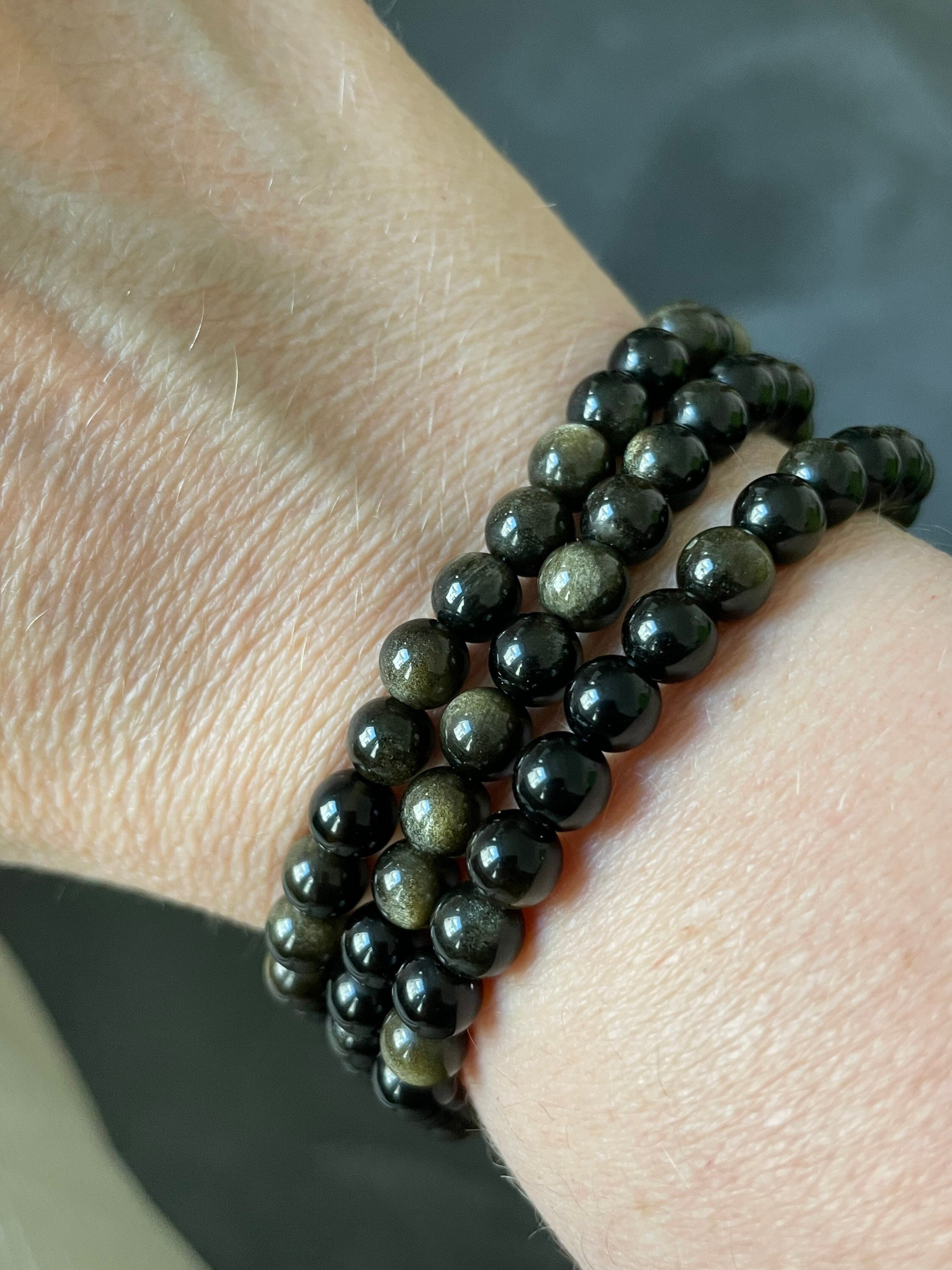 Gold Sheen Obsidian Bracelet with Hematite Protection Strength Energy  Healing | eBay