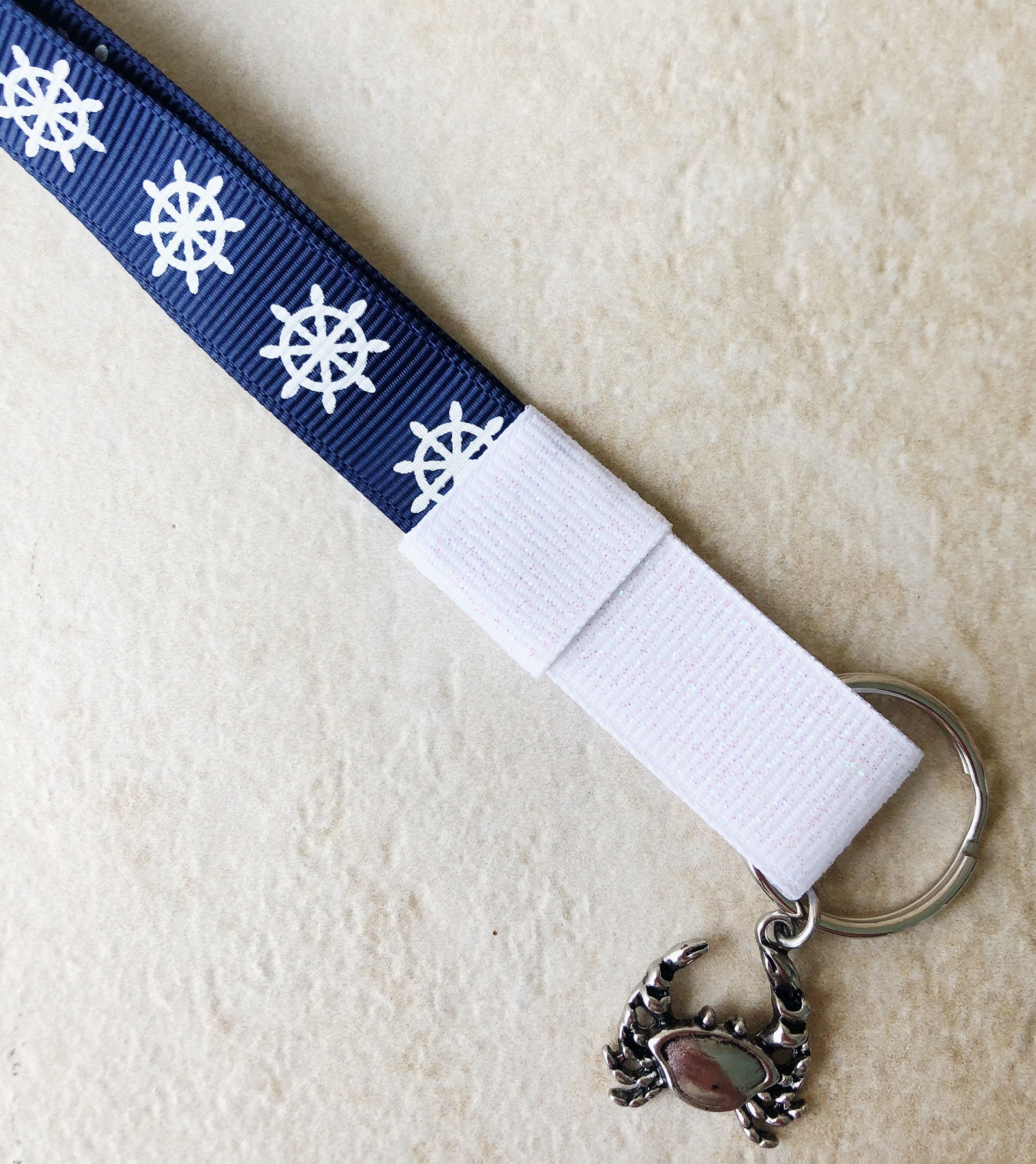 Lanyard, Nautical Lanyard, Boho Lanyard, Ocean Lanyard, Tropical Lanyard, Blue and White Lanyard