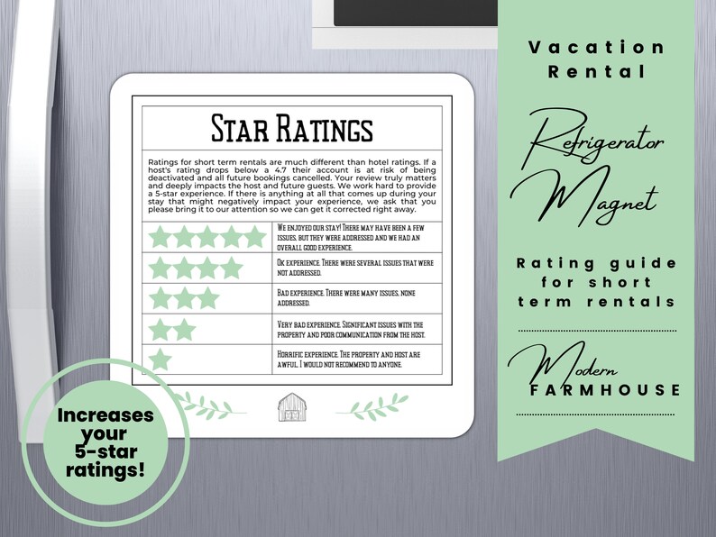 Vacation Rental Star Rating Refrigerator Host Tools for Short