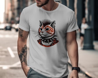 Camiseta Punk Rock Cat, camiseta divertida de Bad Kitty, camiseta Bella 3001 Unisex Jersey, regalo único para amantes de los gatos, camiseta gráfica Hipster Cat