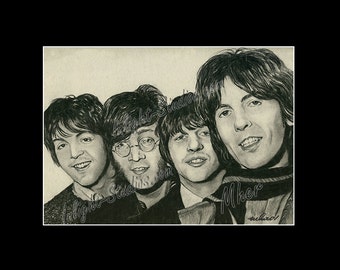 The Beatles,John Lennon Paul McCartney, George Harrison,Ringo Starr, drawing,