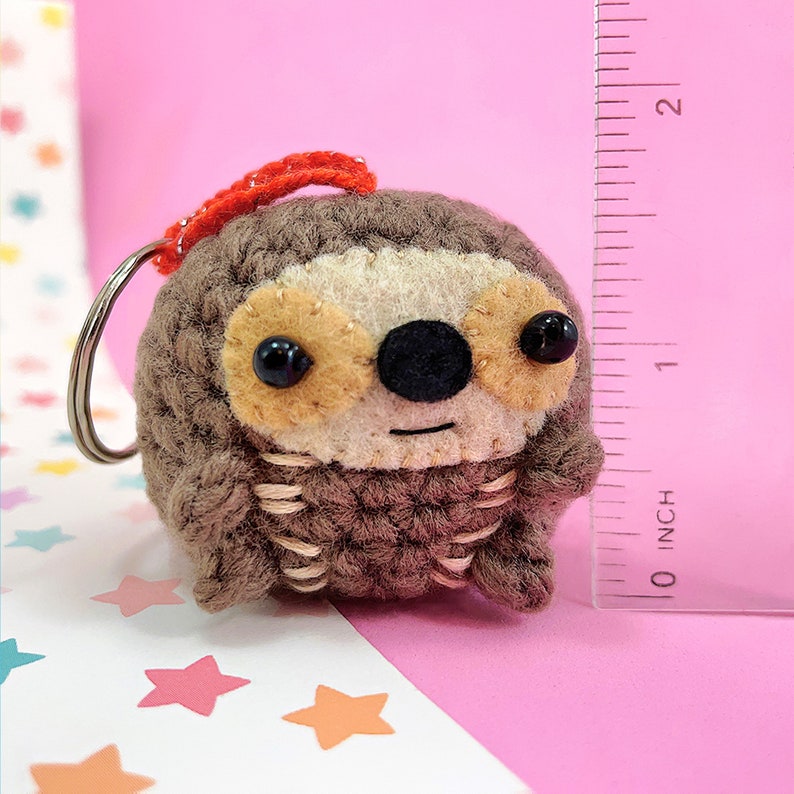 Small Crochet Amigurumi Sloth Keychain – Handmade Kawaii Mini Plush ...