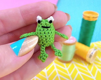 Micro Mini Tiny Crochet Animals Frog Crochet Keychain or Accessory