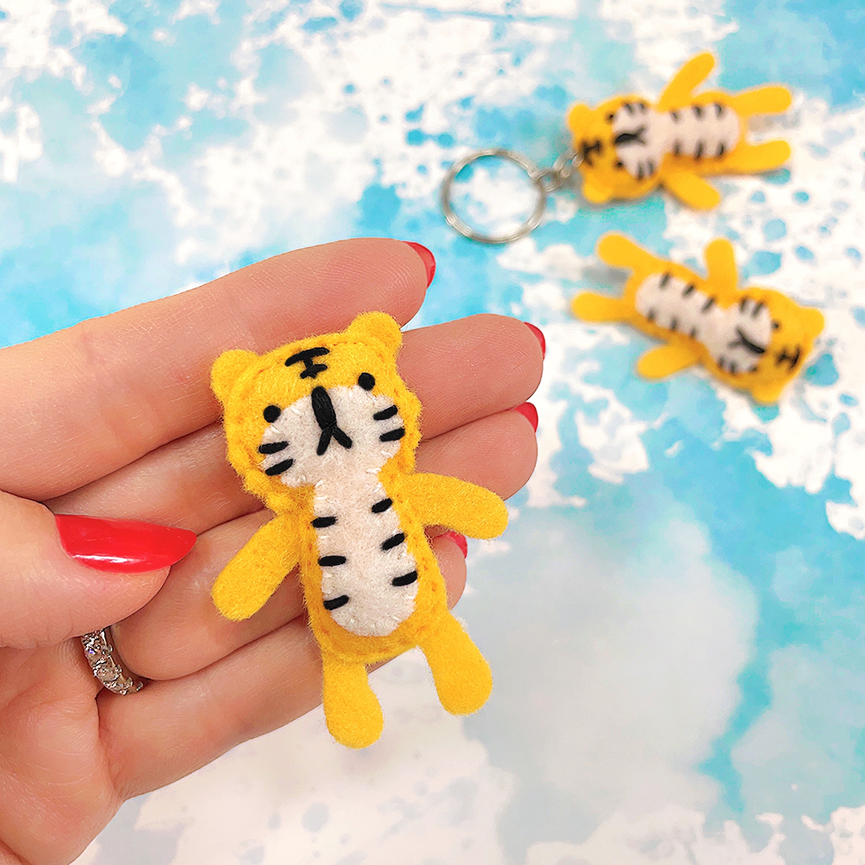 Plush Tiger Keychain Stuffed Animal Key Chain Charm Keyring Bag Purse  Backpack