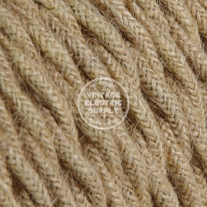 Natural Jute Twisted - Cloth Covered Wire - Vintage Lamp Cord - Antique Fan Cord - Fabric Cable