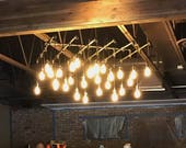 30 Light Square Industrial Steel Pipe Chandelier (56 quot x 56 quot )