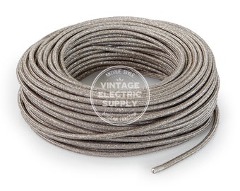 Sand Glittering Cloth Covered Wire - Vintage Lamp Cord - Antique Fan Cord - Fabric Cable