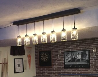 Mason Jar Chandelier - 7 Light - DIY Kit - Rustic Lighting - Rustic Wood Chandelier - Vintage Lighting - Mason Jar Pendant