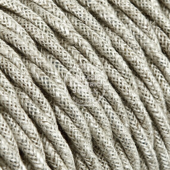 Grey Linen Twisted Cloth Covered Wire Fabric Cable Antique Fan Cord