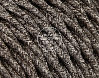 Brown Linen Twisted Cloth Covered Wire - Vintage Lamp Cord - Antique Fan Cord **Same Day Shipping**