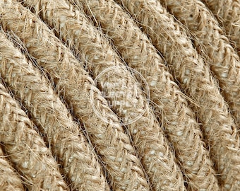 Heavy Duty Natural Jute Cloth Covered Wire 15/3 - Vintage Lamp Cord - Antique Fan Cord - Fabric Cable