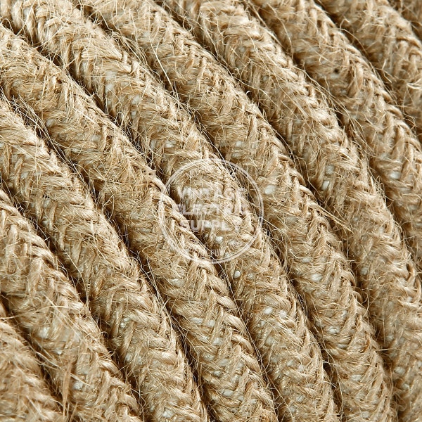 Heavy Duty Natural Jute Cloth Covered Wire 15/3 - Vintage Lamp Cord - Antique Fan Cord - Fabric Cable