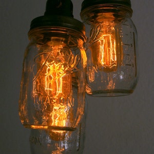 3 Light Mason Jar Chandelier Clear Pint image 2