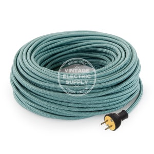 Cordón de hilo crudo Sage - Juego de cables redondos recubiertos de tela - Cable antiguo para lámpara y ventilador