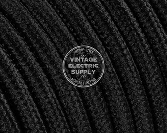 Heavy Duty Black Cloth Covered Wire 15/3 - Vintage Lamp Cord - Antique Fan Cord - Fabric Cable