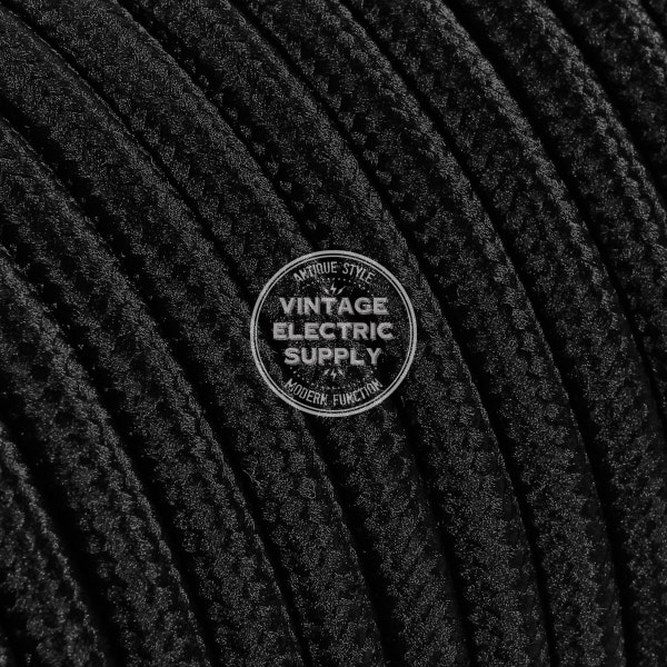 Heavy Duty Black Cloth Covered Wire 15/3 - Vintage Lamp Cord - Antique Fan Cord - Fabric Cable