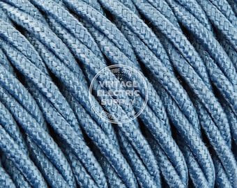 Sky Twisted Raw Yarn - Cloth Covered Wire - Vintage Lamp Cord - Antique Fan Cord - Fabric Cable