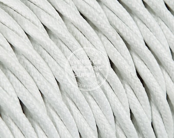 White Twisted Cloth Covered Wire - Vintage Lamp Cord - Antique Fan Cord - Fabric Cable