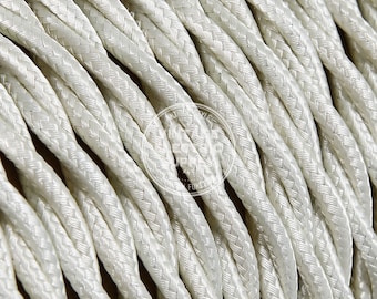 Ivory Twisted Cloth Covered Wire - Vintage Lamp Cord - Antique Fan Cord - Fabric Cable
