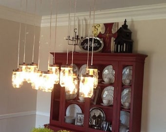 Mason Jar Chandelier - 12Light - Rustic Cedar - Ready to Hang