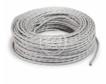 Silver Twisted Cloth Covered Wire - Vintage Lamp Cord - Antique Fan Cord - Fabric Cable