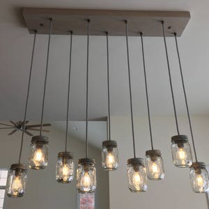 Barnwood Grey Red Oak DIY Mason Jar Chandelier Kit - Rustic Wood Chandelier - Vintage Lighting - Mason Jar - Candelabra Bulbs (E12)