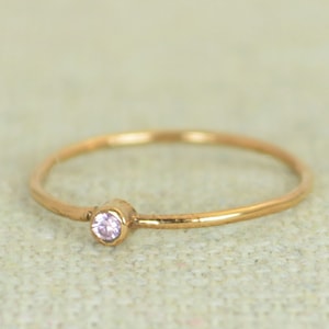 Tiny Rose Gold Filled Pink Tourmaline Ring, Rose Gold Tourmaline Ring, Pink Tourmaline Stacking Ring, Pink Mother Ring, October Birthstone image 1