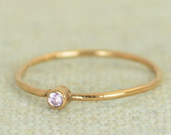 Tiny Rose Gold Filled Pink Tourmaline Ring, Rose Gold Tourmaline Ring, Pink Tourmaline Stacking Ring, Pink Mother Ring, October Birthstone