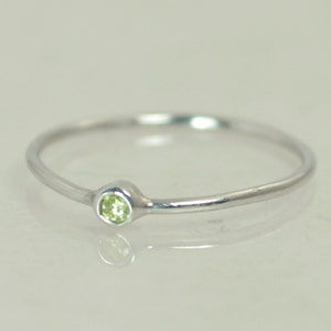 Tiny Peridot Ring, Peridot Stacking Ring, White Gold Peridot Ring, Peridot Mothers Ring, August Birthstone, Dainty Gold Peridot, Solid Gold image 1