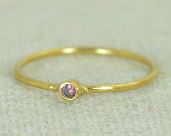 Tiny Alexandrite Ring, Alexandrite Stacking Ring, Gold Filled Alexandrite Ring, Alexandrite Mothers Ring, June Birthstone, Gold Filled Ring