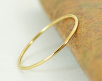 Solid Round 14k Yellow Gold  Ring, Super Thin Stacking, Minimal Gold Ring, Yellow Gold Ring, Solid Gold Ring, 14k Gold Ring, Real Gold Ring