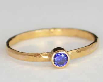 Classic Solid 14k Rose Gold Sapphire Ring, 3mm Solitaire, Solitaire, Real Gold, September Birthstone, Mothers Ring, Solid Rose Gold, band