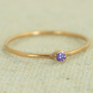 Tiny Amethyst Ring Rose Gold Filled Amethyst Stacking Ring image 1