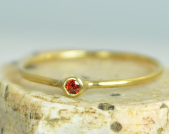 Tiny Garnet Ring, 14k Solid Gold Garnet Ring, Garnet Stacking Ring, Garnet Mothers Ring, January Birthstone, Garnet Rings, Tiny Gold Ring