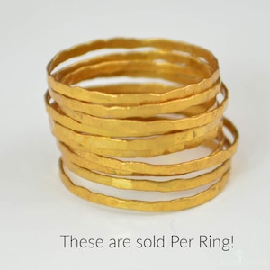 24k Gold Vermeil Stacking Rings, Super Thin, Gold Stack Rings, Gold Stacking Rings, Thin Gold Ring, Dark Gold Ring, 24k Gold Ring, Vermeil image 1