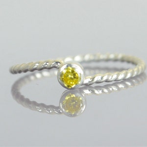 Anillo de onda, anillo de onda de plata, anillo de topacio para madres, anillo con piedra de nacimiento de noviembre, anillo de plata torcida, anillo único para madres, anillo de topacio, anillo amarillo