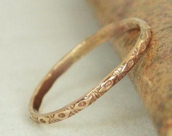 14k Rose Gold Bohemian Ring, Rustic Wedding Ring, Heirloom Quality, Classic 14k Gold Ring, Gold Boho Ring, Rustic Gold Rings, Gold Band, G1