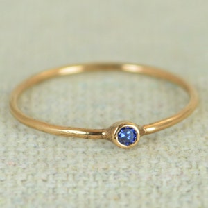 Tiny Rose Gold Filled Sapphire Ring Rose Gold Sapphire image 1