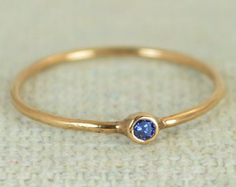 Tiny Rose Gold Filled Sapphire Ring, Rose Gold Sapphire Stacking Ring, Rose Gold Sapphire Ring, Sapphire Mothers Ring, September Birthstone