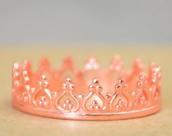 Dainty Rose Crown Ring, Princess Crown Ring, Princess Ring, Tiara Ring, Queen Ring, Rose Crown Ring, Rose Princess Ring, Rose Silver Ring