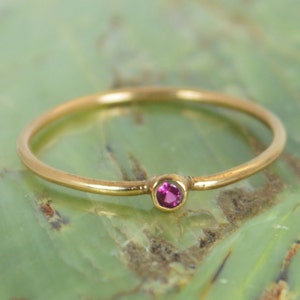 Tiny Ruby Ring, Ruby Stacking Ring, Solid 14k Rose Gold Ruby Ring, Ruby Mothers Ring, July Birthstone, Ruby Ring, Dainty Ruby, Dainty Ring image 1